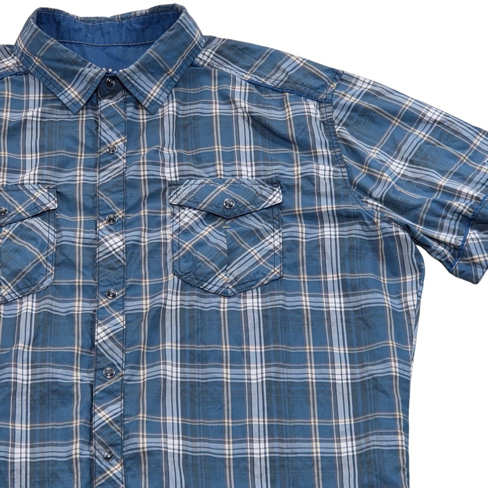 KUHL ELUXUR‎ Plaid Short Sleeve Button Up Shirt Casual Travel Mens Medium